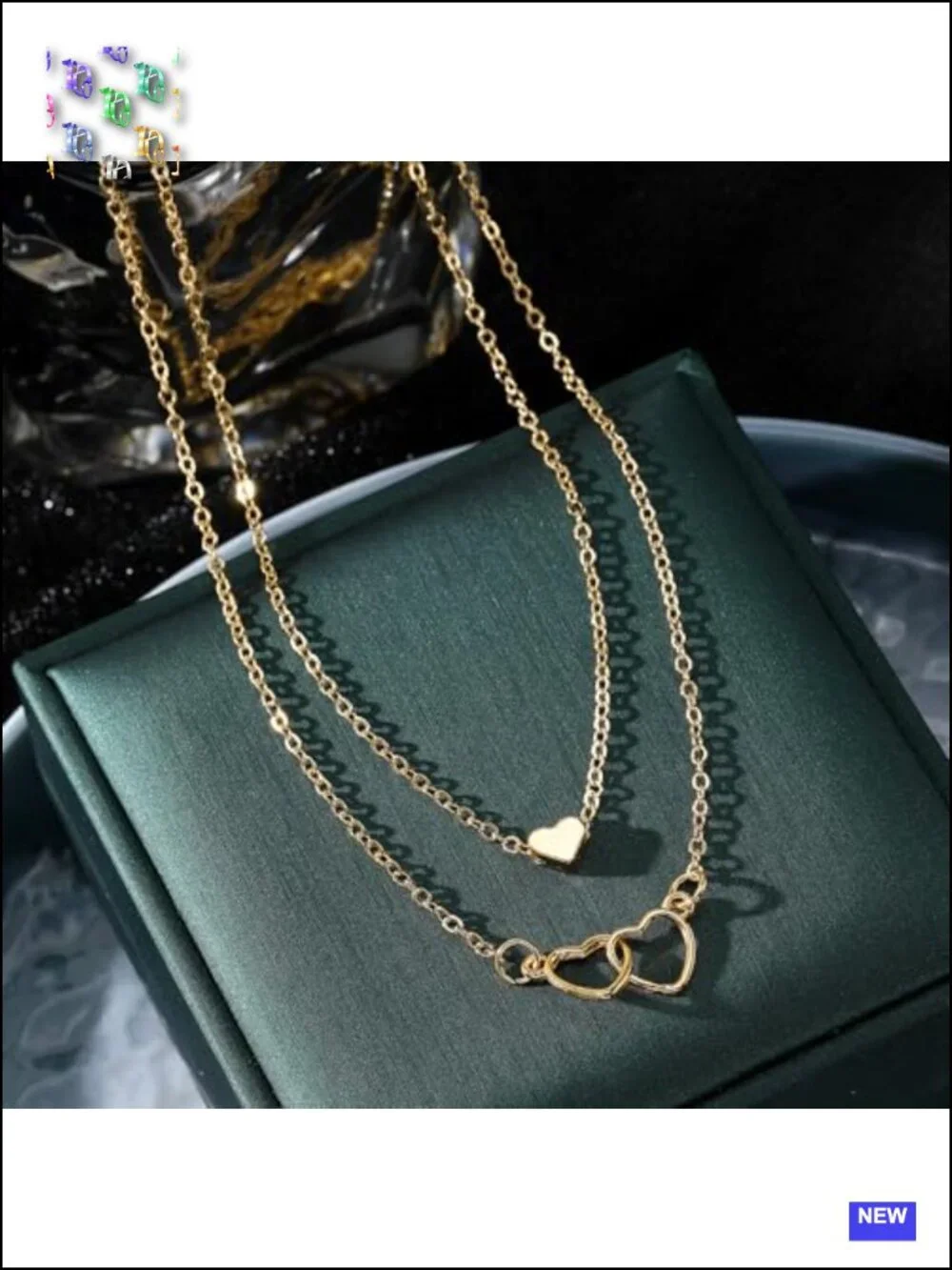 Gold Heart Pendant Necklace Set Adjustable Layered Hollow Love Chain Trendy
